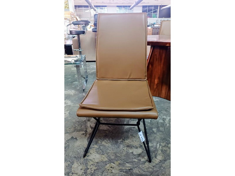 SET OF 4 BROWN DINING CHAIRS WITH METAL FRAME (#610322)
