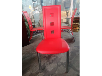 SET OF 4 RED DINING CHAIRS 