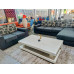 GREY FABRIC LOUNGE SUITE - 4 SEATER WITH CHAISE + 2 X 2 SEATERS