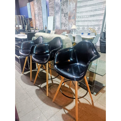 SET OF 3 GLOSS BLACK BAR STOOLS