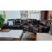 BLACK LEATHER THEATRE LOUNGE SUITE - ELECTRIC RECLINERS (EX-DISPLAY) SOLD AS IS
