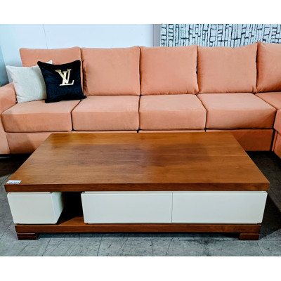 CREAM & TIMBER COFFEE TABLE WITH 2 DRAWERS CREAM & TIMBER COFFEE TABLE WITH 2 DRAWERS