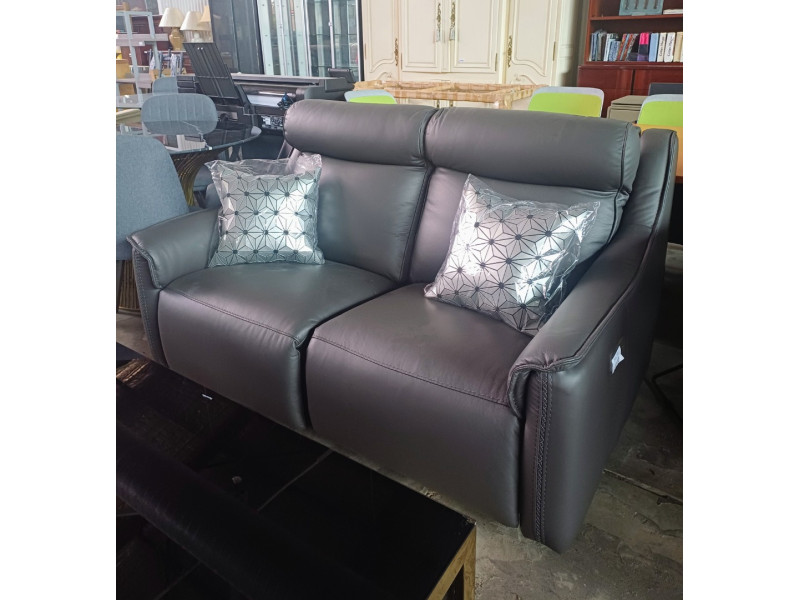 ANTHENA 2 SEATER LEATHER ELECTRIC RECLINING LOUNGE - VILLA ANTHRAZIT RRP$3550 (2443C426) 004-22-12-25