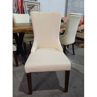 CREAM DINING CHAIRS WITH TIMBER LEGS (#284)