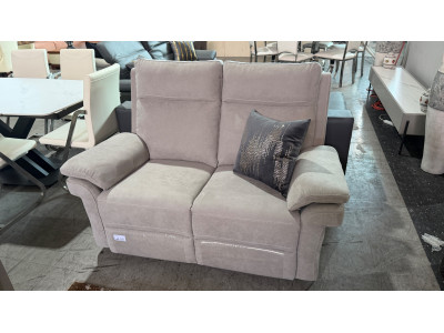 GREY 2 SEATER FABRIC LOUNGE - ELECTRIC RECLINING (#9583)