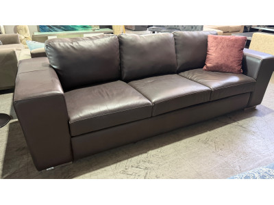 BROWN 3.5 SEATER FULL LEATHER LOUNGE 