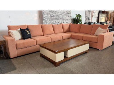 Peach Suede 7 Seat Corner Lounge