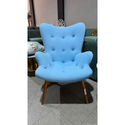 BLUE FABRIC RETRO STYLE BUTTONED OCCASIONAL CHAIR