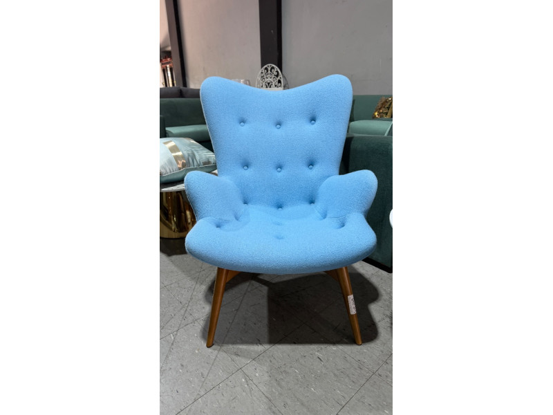 BLUE FABRIC RETRO STYLE BUTTONED OCCASIONAL CHAIR 
