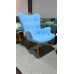 BLUE FABRIC RETRO STYLE BUTTONED OCCASIONAL CHAIR 