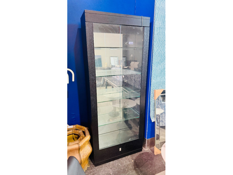 TIMBER AND GLASS BOOKCASE/DISPLAY CABINET 2 DOOR/1 DRAWER (#717)