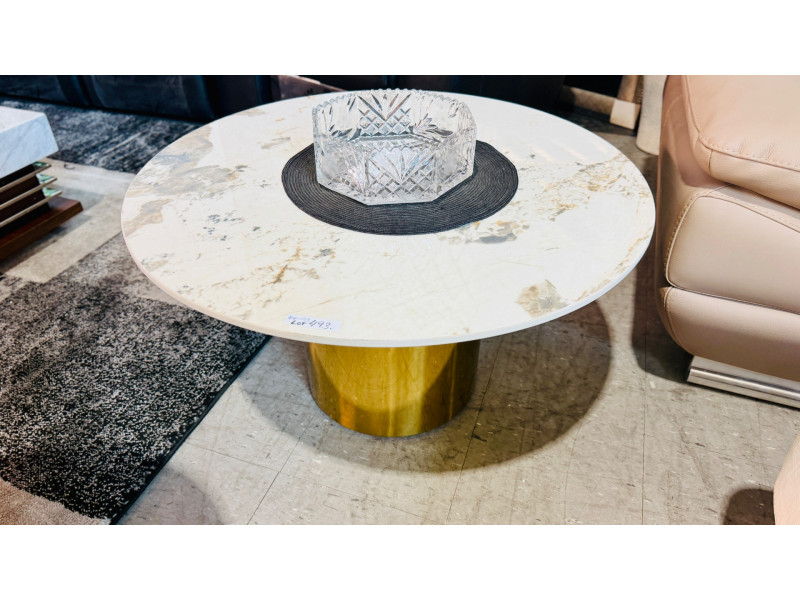 ROUND STONE TOP COFFEE TABLE (#E192)