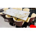 STONE TOP DINING TABLE WITH BEIGE BASE & 6 DINING CHAIRS