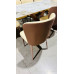 STONE TOP DINING TABLE WITH BEIGE BASE & 6 DINING CHAIRS